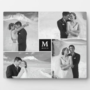 Black Box Timeless Monogram Wedding Foto Easel Fotoplatte