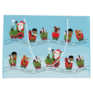 Black Boy auf Weihnachtszug Große Geschenktüte