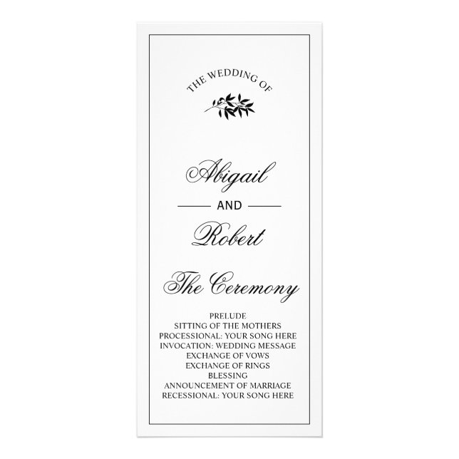 Black branch Old Money wedding program Werbekarte (Vorne)