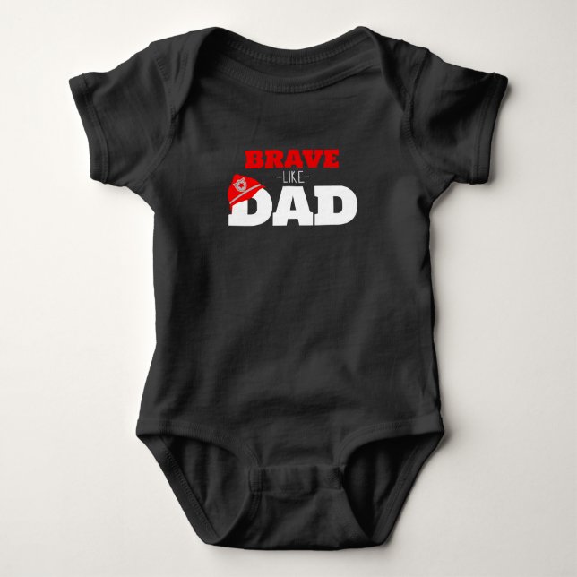 Black Brave Like Vater Feuerwehrmann Bodysuit T -  Baby Strampler (Vorderseite)