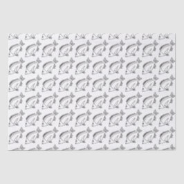 Black Bree Fish Wrapping Paper in Schwarzweiß Seidenpapier