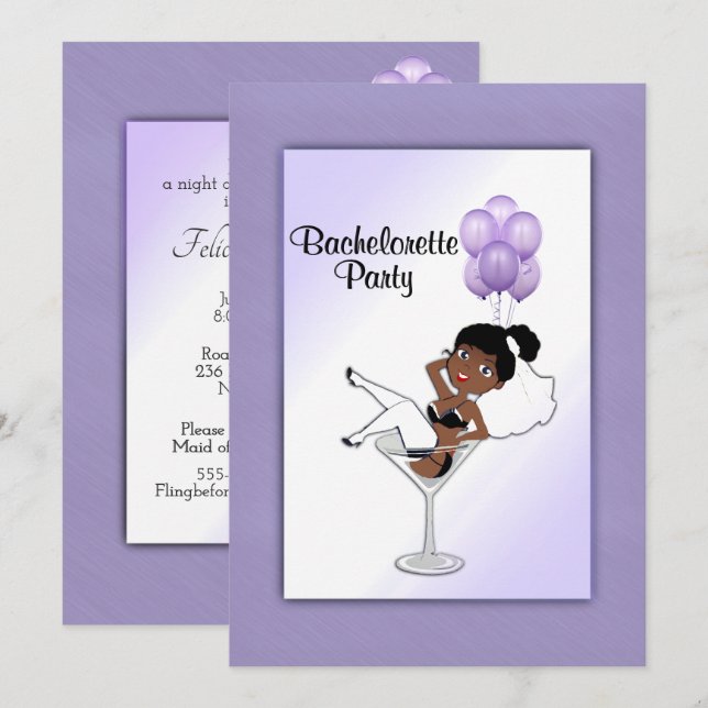 Black Bride Orchid Junggeselinnen-Abschied Einladu Einladung (Vorne/Hinten)