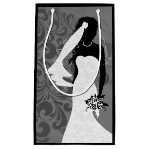 Black Bride Silhouette in einem weißen Hochzeitskl Kleine Geschenktüte