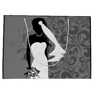 Black Bride Silhouette in White Wedding Dress Große Geschenktüte