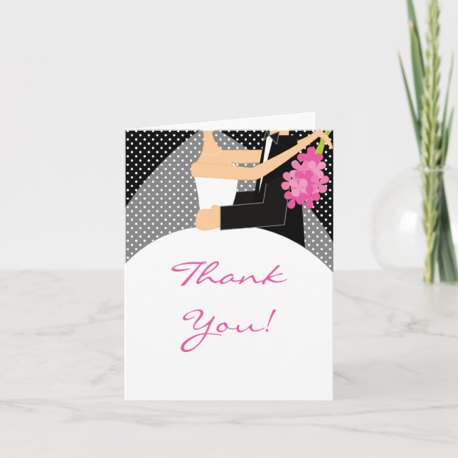 Black Bridge & Groom Vielen Dank Note Card Dankeskarte (Vorderseite)