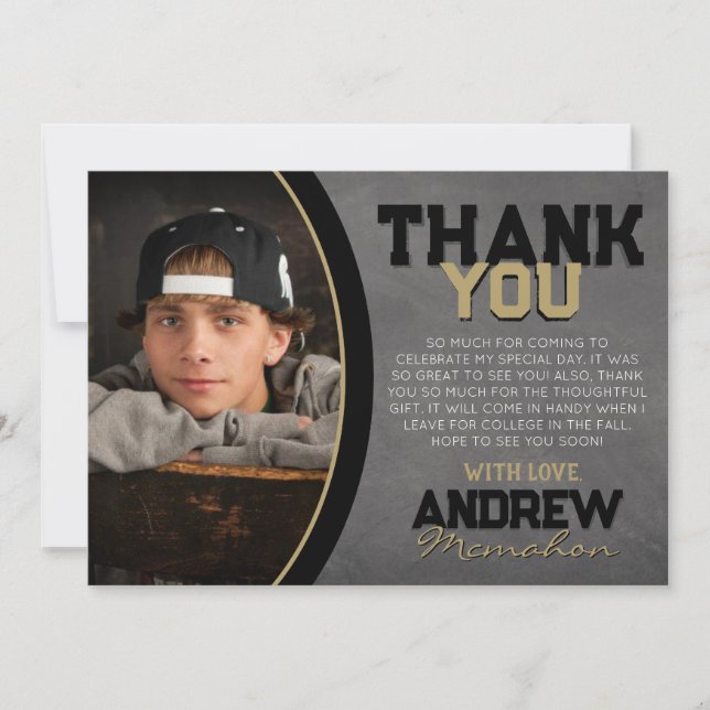 Black Bronze Chalkboard Abschluss Danke Karte (Vorderseite)