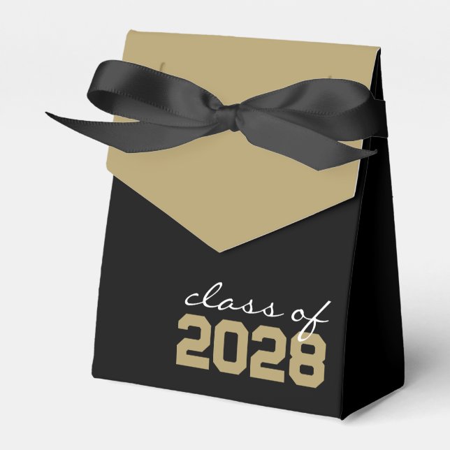 Black & Bronze Gold Abschluss Gefälligkeitsboxen Geschenkschachtel (Vorderseite)