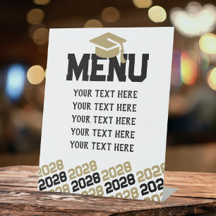 Black & Bronze Gold Abschluss Menü Party Sockelschild