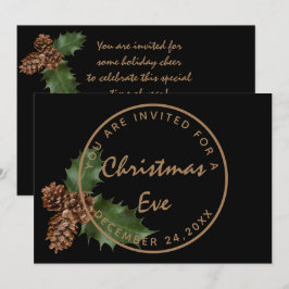 Black Bronze Weihnachtsabend Winter Party Einladung