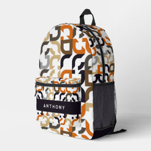 Black Brown Beige Orange Art Pattern Bedruckter Rucksack