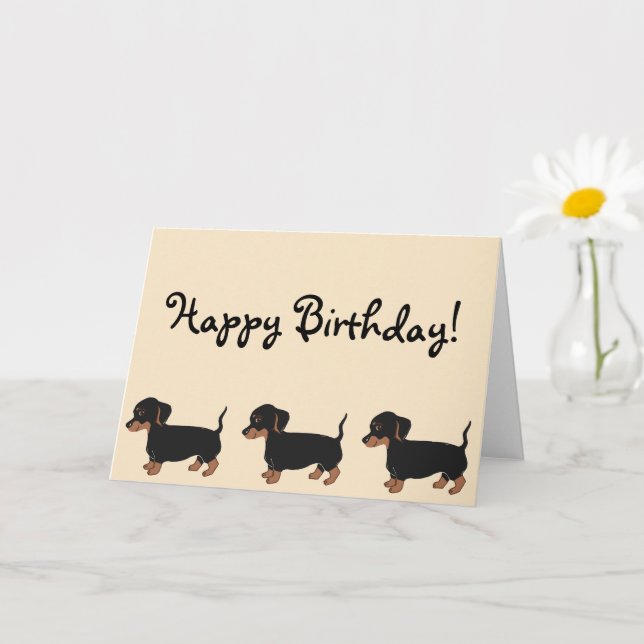 Black Brown Dachshunds Creme joyeuse carte d'anniv (Petite plante)
