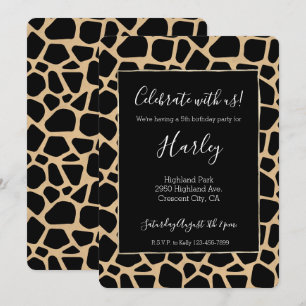 Black Brown Giraffe Print Einladung
