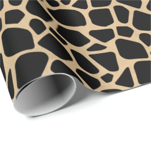 Black Brown Giraffe Print Geschenkpapier