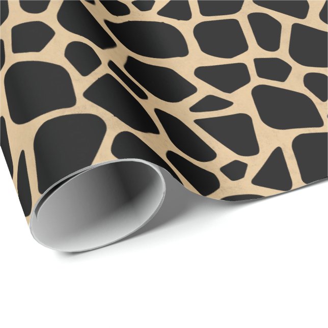 Black Brown Giraffe Print Geschenkpapier (Rolleneckpunkt)