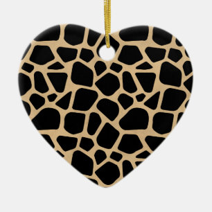Black Brown Giraffe Print Keramik Ornament