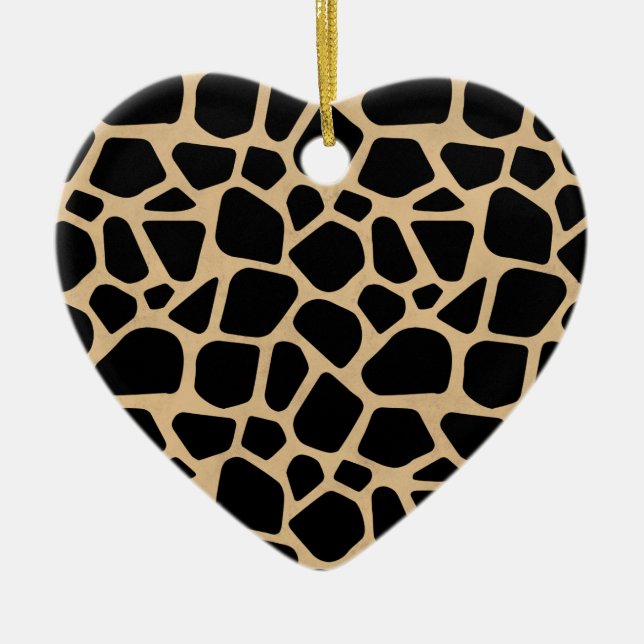 Black Brown Giraffe Print Keramik Ornament (Vorne)