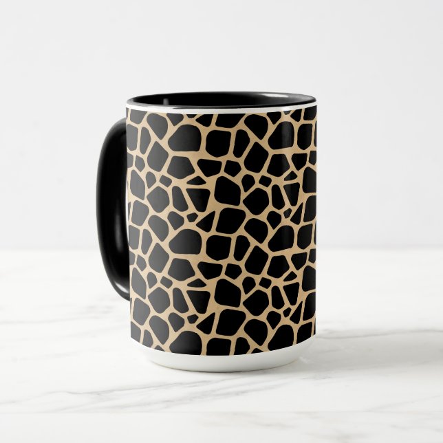 Black Brown Giraffe Print Tasse (Vorderseite Links)