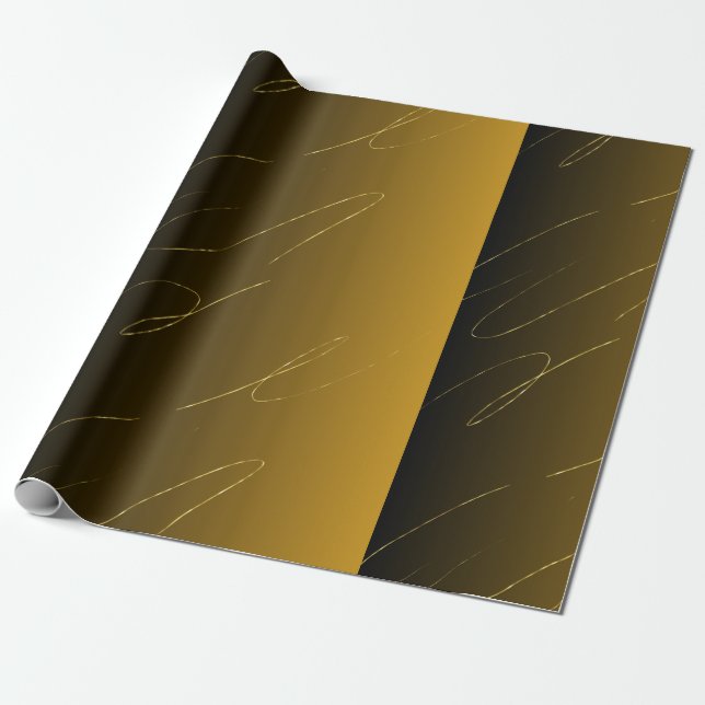 Black&Brown Golden Gradient Geschenkpapier (Ungerollt)