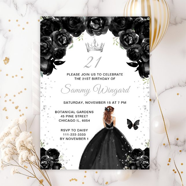 Black Brown Hair Princess Birthday Party Einladung (Von Creator hochgeladen)