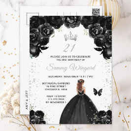Black Brown Hair Princess Birthday Party Postkarte