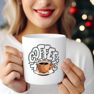 Black Brown Illustration café Mug