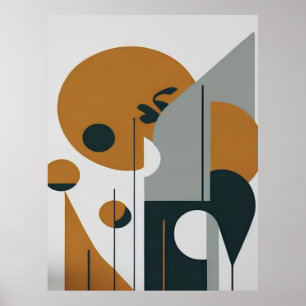 Black Brown Minimalistische Abstrakte Landschaft Poster