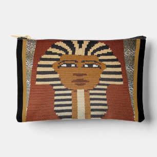 Black Brown Pharaoh King Tut Artisan Crochet Print Zubehörtasche