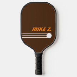 Black Brown PickleBall Paddle mit dem Namen des Sp