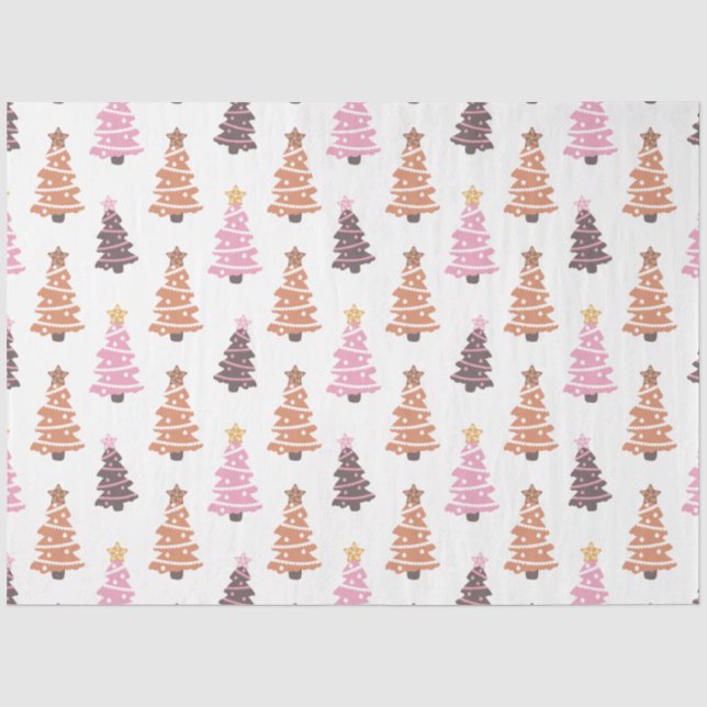 Black Brown Pink Weihnachtsbaumen Weiße Weihnachte Seidenpapier (Vorderseite)