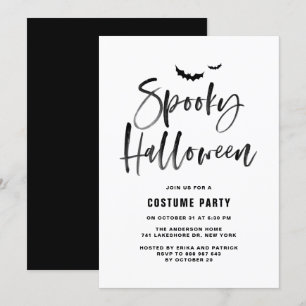 Black Brush Letters Spooky-Halloween-Party Einladung