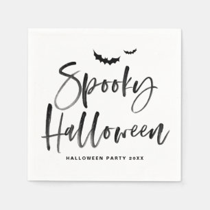 Black Brush Letting Spooky Halloween Serviette