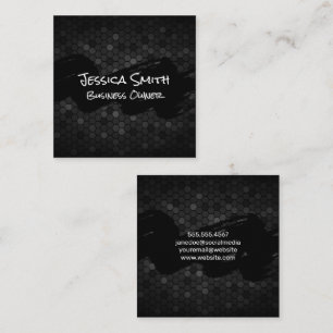 Black Brushed   Geometrische Muster Quadratische Visitenkarte