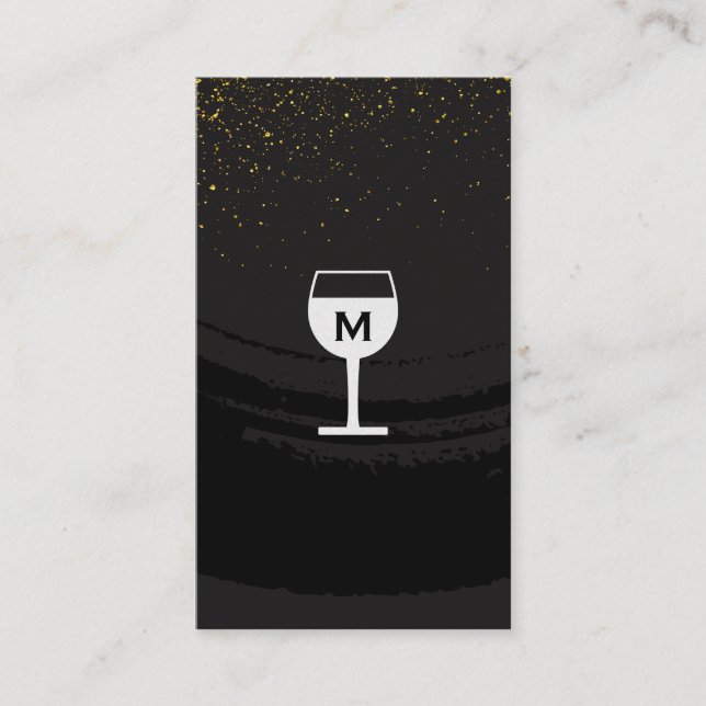Black Brushed Wine Glass Gold gesprenkelt Visitenkarte (Vorderseite)