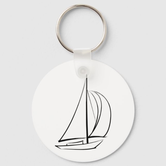 Black Brushstroke Sailboat Schlüsselanhänger (Vorderseite)