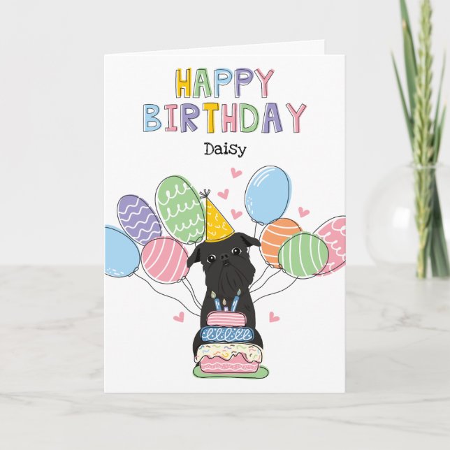 Black Brussels Griffon Dog Birthday Card Karte (Vorderseite)