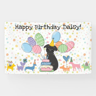 Black Brussels Griffon Dog Birthday Party Banner