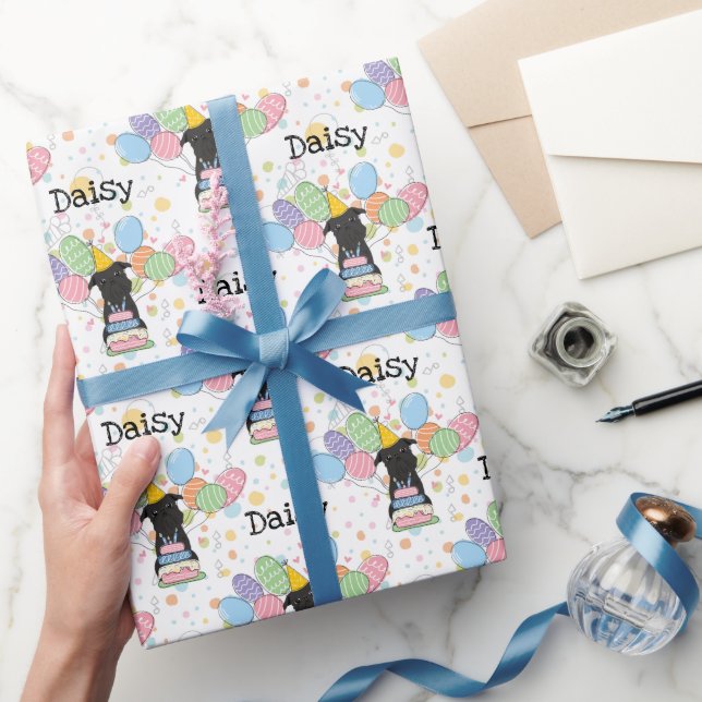 Black Brussels Griffon Dog Birthday Party Geschenkpapier (Schenken)