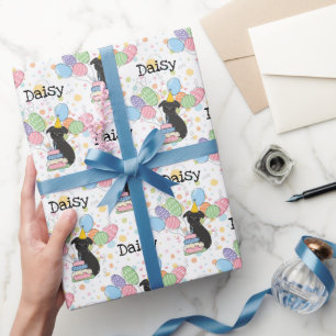 Black Brussels Griffon Dog Birthday Party Geschenkpapier