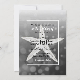 Black Bubbles Starfish Plage Mariage Invitations