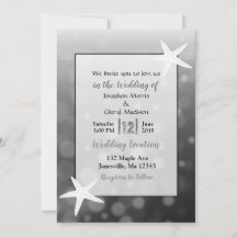Black Bubbles Starfish Plage Mariage Invitations