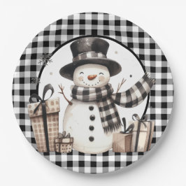 Black Buffalo Kariert Snowman Pappteller