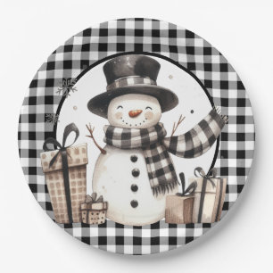 Black Buffalo Kariert Snowman Pappteller