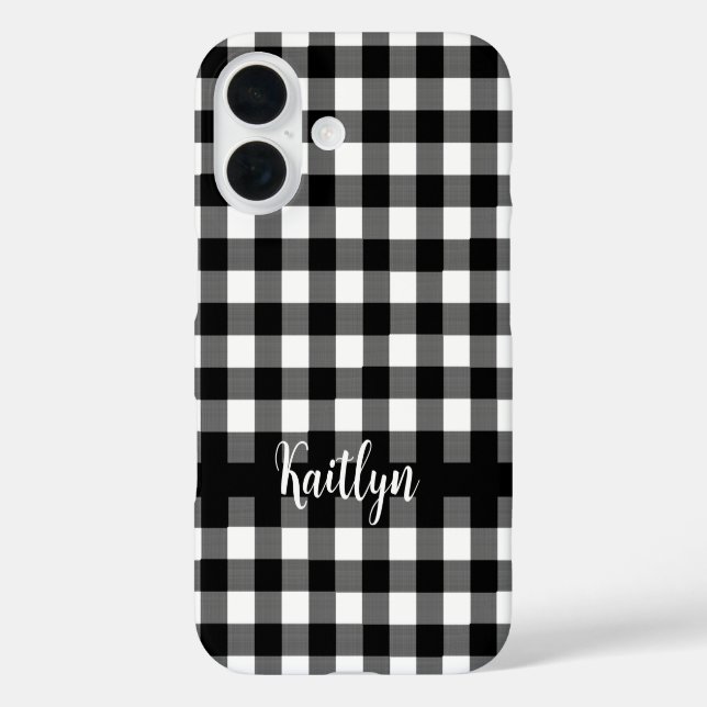 Black Buffalo Karo Kariert Personalisiert iPhone 16 Hülle (Rückseite)
