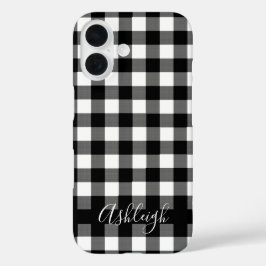 Black Buffalo Karo Karierter Personalisierter Name iPhone 16 Hülle