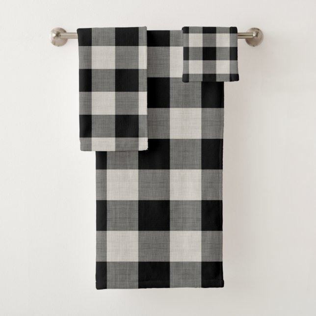 Black Buffalo Karo | Modernes Bauernhaus Badhandtuch Set (Insitu)