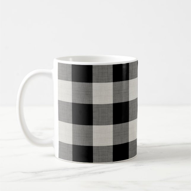 Black Buffalo Karo | Modernes Bauernhaus Kaffeetasse (Links)
