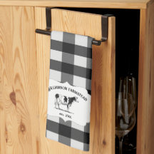 Black Buffalo Plaid Farm Vache serviette de cuisin