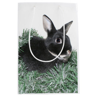 Black Bunny Kaninchen Weihnachten Mittlere Geschenktüte