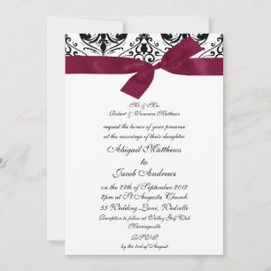 Black & Burgund Ribbon - Einladung zur Hochzeit