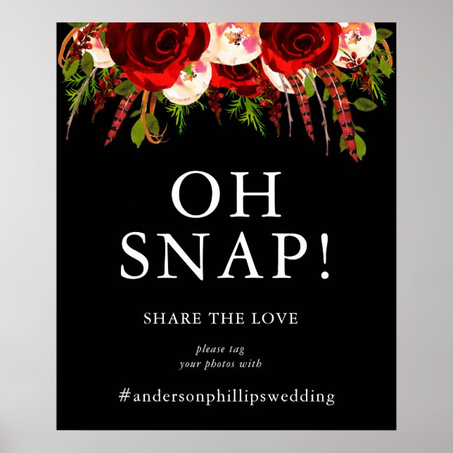 Black Burgundy Floral Boho Oh Snap Signing Poster (Vorne)